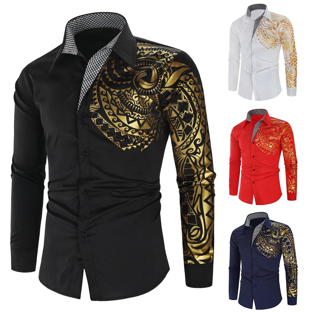 Long-sleeved Camisa Masculina Chemise Men Public Club Fancy Shirt
