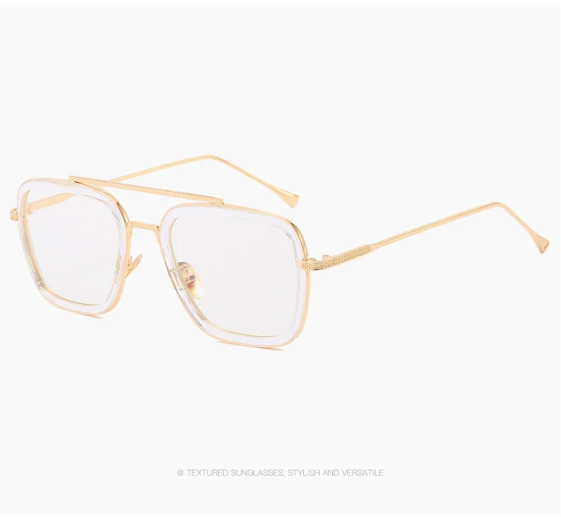 Tony Stark Sunglasses Men Eye wear Vintage Retro Men's Glasses